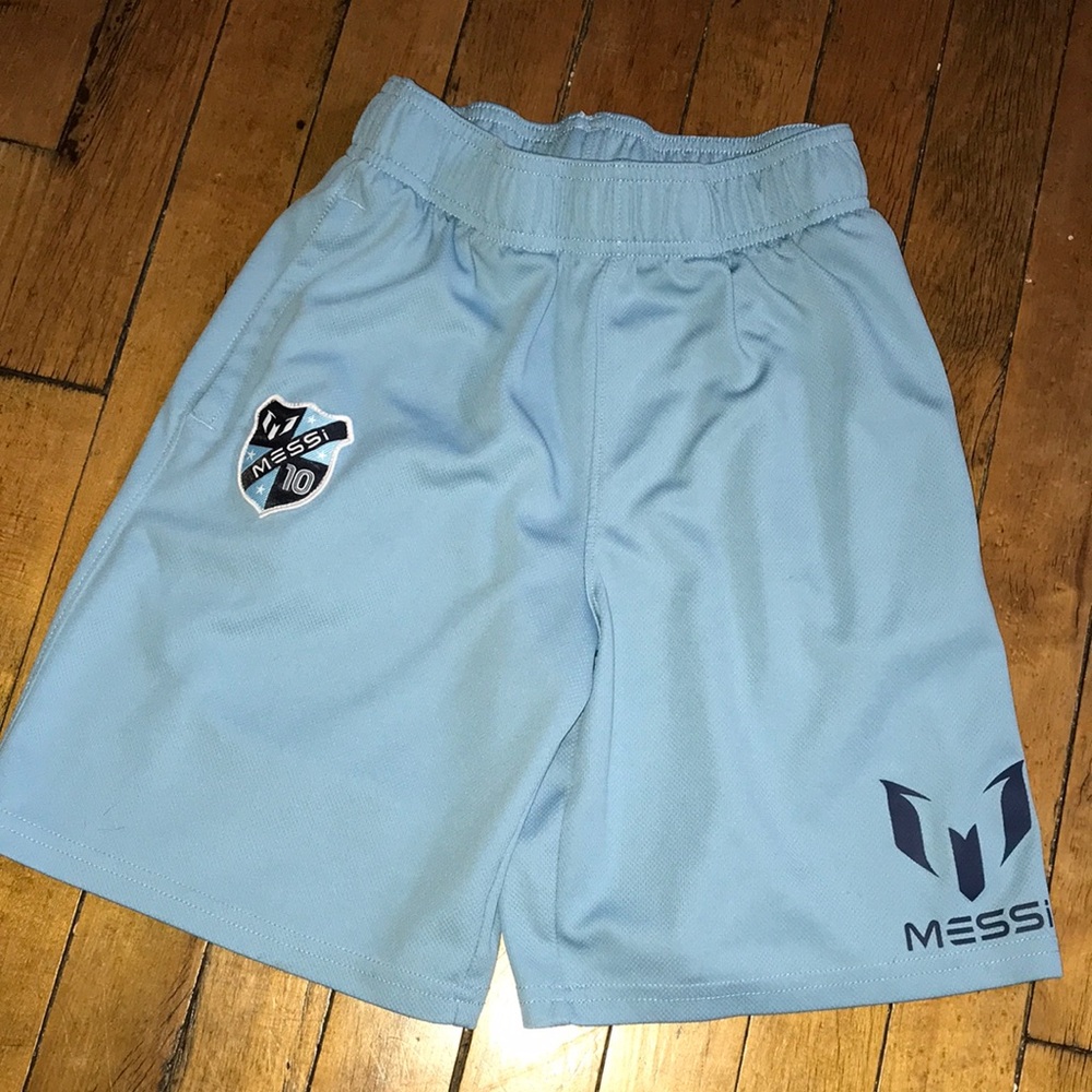 Messi Light Blue Kids Athletic Shorts